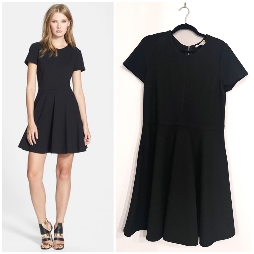 Diane Von Furstenberg DVF Ivana Ponte Black Fit & Flare Dress (Size 14 Regular)